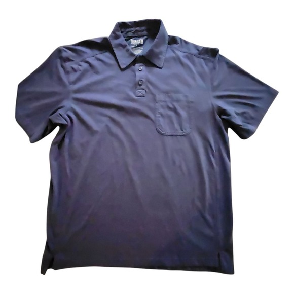 Duluth Trading Co Longtail Cotton Blend Short Sleeve Polo Shirt Men's Large Blue - Picture 1 of 7